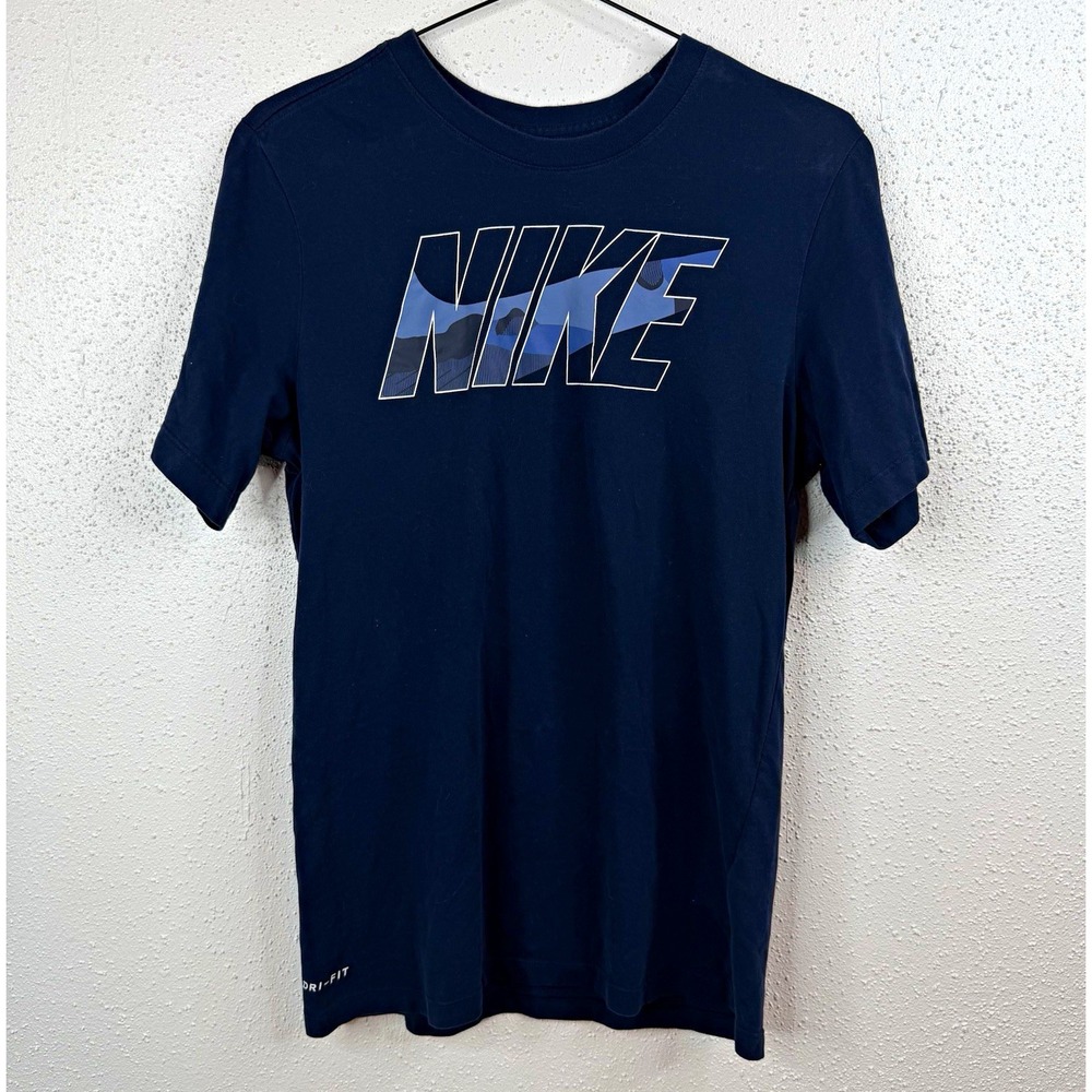 Nike Dri-FIT Men's Graphic Logo Crew Neck Short Sleeve Tee Navy Blue S